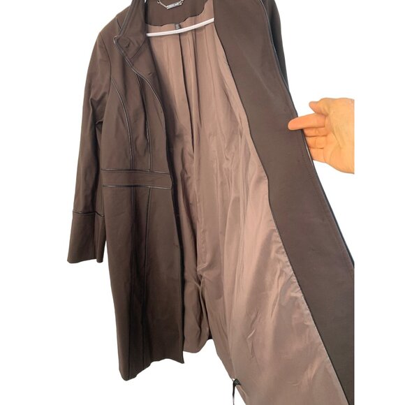 White House Black Market Women's Brown Long Coat XL EUC Button Lined 7246 - Picture 11 of 12